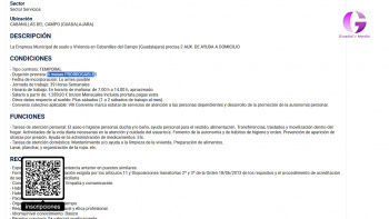 Se buscan 2 auxiliares para el Servicio de Ayuda a Domicilio en Cabanillas