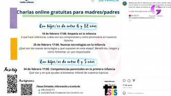 Vuelven a Alovera las charlas para madres y padres en el mes de febrero 